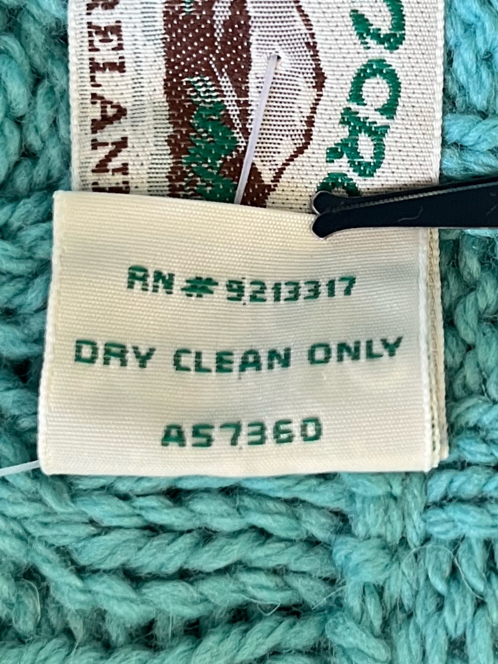 NWOT Aran Crafts Womans L Turquoise Merino Wool Cable Knit 1/4-Zip Sweater- FLAW - Picture 12 of 15